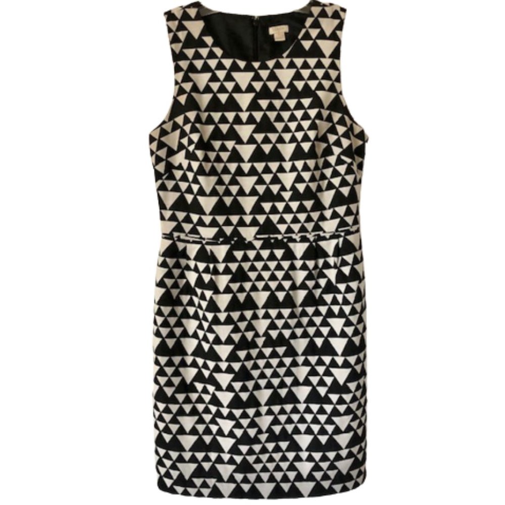 J. Crew Factory Sleeveless Geo Print Dress - Black/White - 10